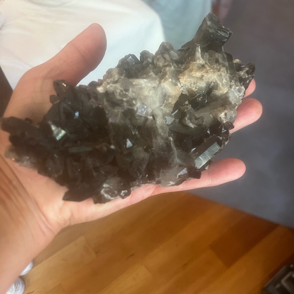 Clear Natural Beautiful Black QUARTZ Crystal Cluster Specimen